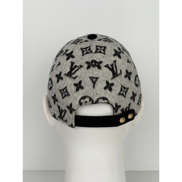 Louis Vuitton Carry On Cap Black Grey Wool Monogram M7210M Size M main image 4